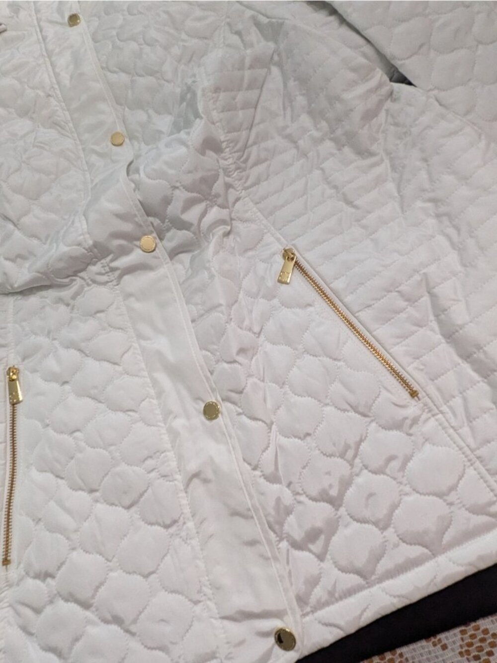 Liz Claiborne Quilted Jacket Coat Womens Sz 2X White Detachable Hood - Picture 3 of 9